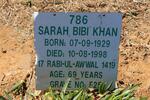 KHAN Sarah Bibi 1929-1998