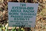 RAZAK Ayesha-bibi Abdul 1920-1922