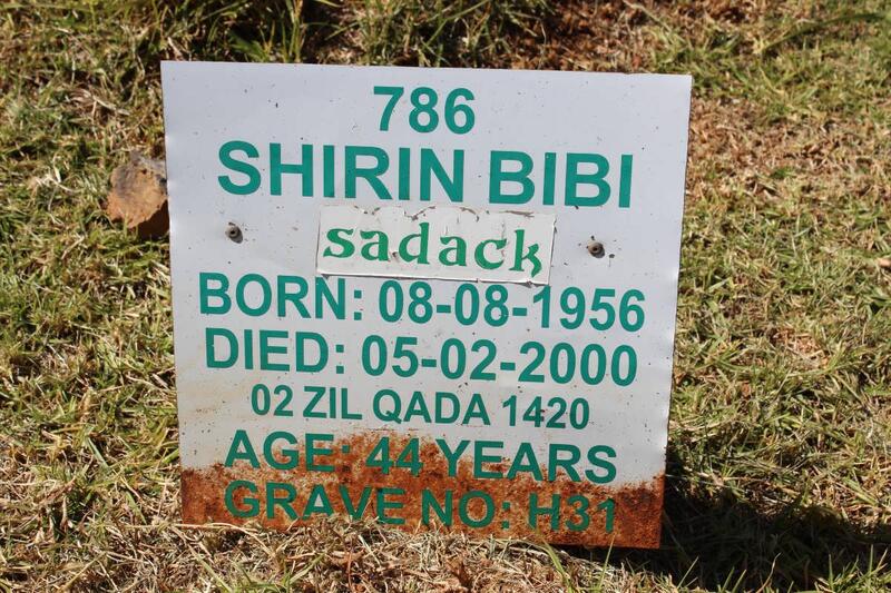 SADACK Shirin Bibi 1956-2000