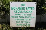 RAZAK Mohamed Sayed Abdul 1938-2010