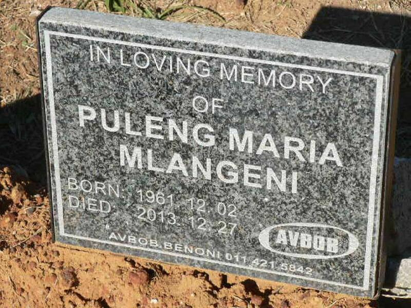 MLANGENI Puleng Maria 1961-2013