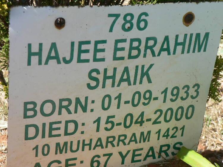 SHAIK Hajee Ebrahim 1933-2000