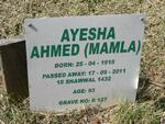 AHMED Ayesha 1918-2011