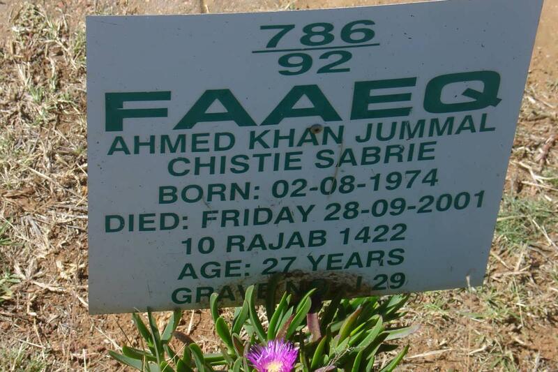 SABRIE Faaeq Ahmed Khan Jummal Chistie 1974-2001