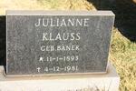 KLAUSS Julianne nee BANEK 1893-1981
