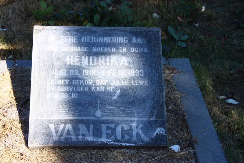 ECK Hendrika, van 1912-1993