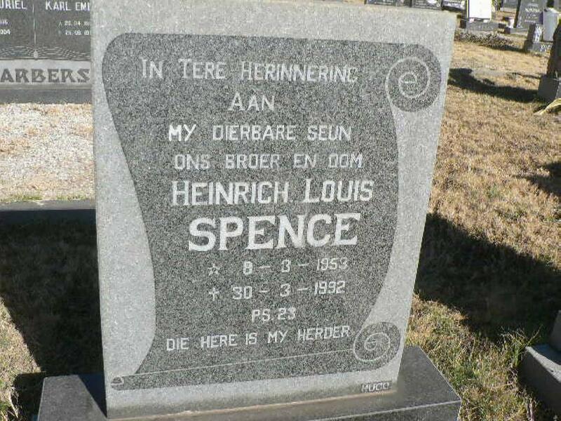SPENCE Heinrich Louis 1953-1992