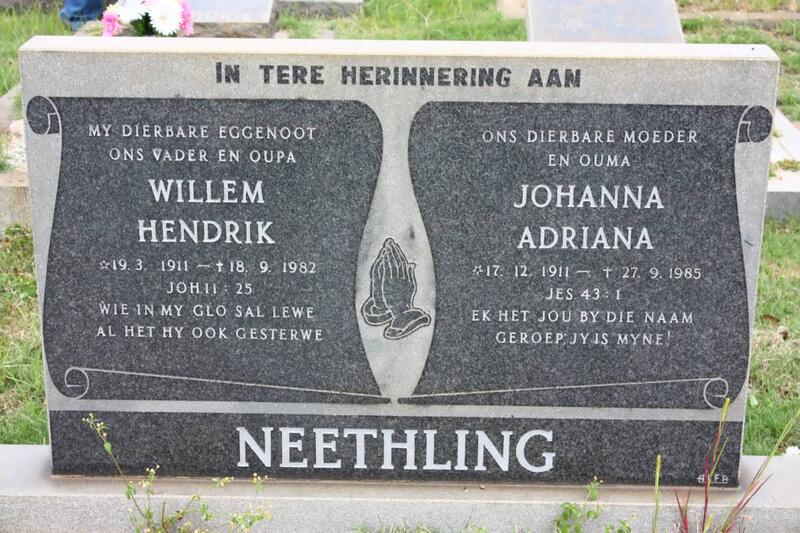 NEETHLING Willem Hendrik 1911-1982 & Johanna Adriana 1911-1985