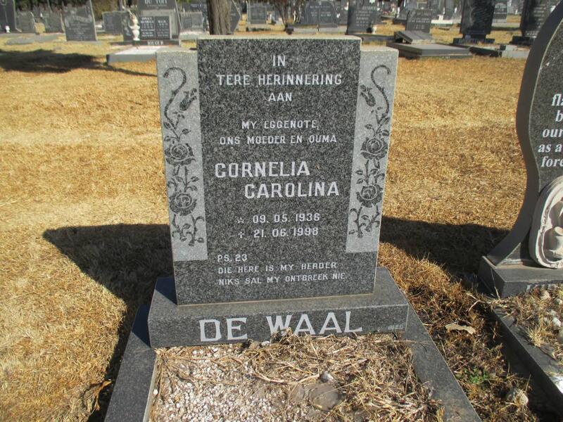WAAL Cornelia Carolina, de 1936-1998