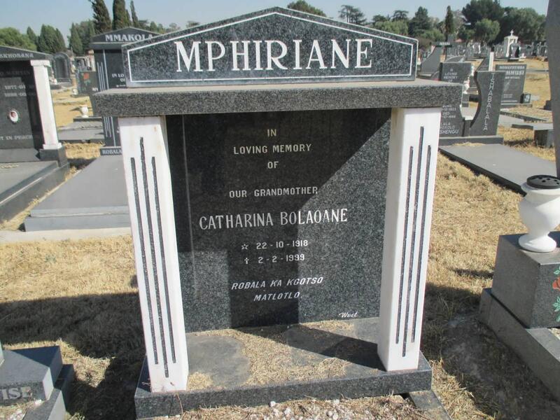 MPHIRIANE Catharina Bolaoane 1918-1999