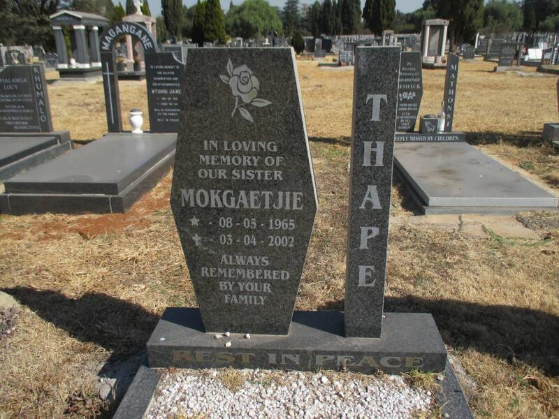 THAPE Mokgaetjie 1965-2002