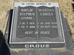 CROUS Roelof Stephen 1913-1984 & Martha Louisa 1920-1985