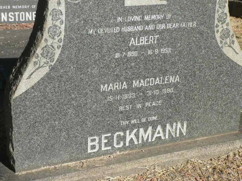 BECKMANN Albert 1890-1953 & Maria Magdalena 1893-1990