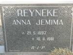 REYNEKE Anna Jemima 1897-1981