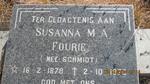 FOURIE Susanna M.A. nee SCHMIDT 1878-1970