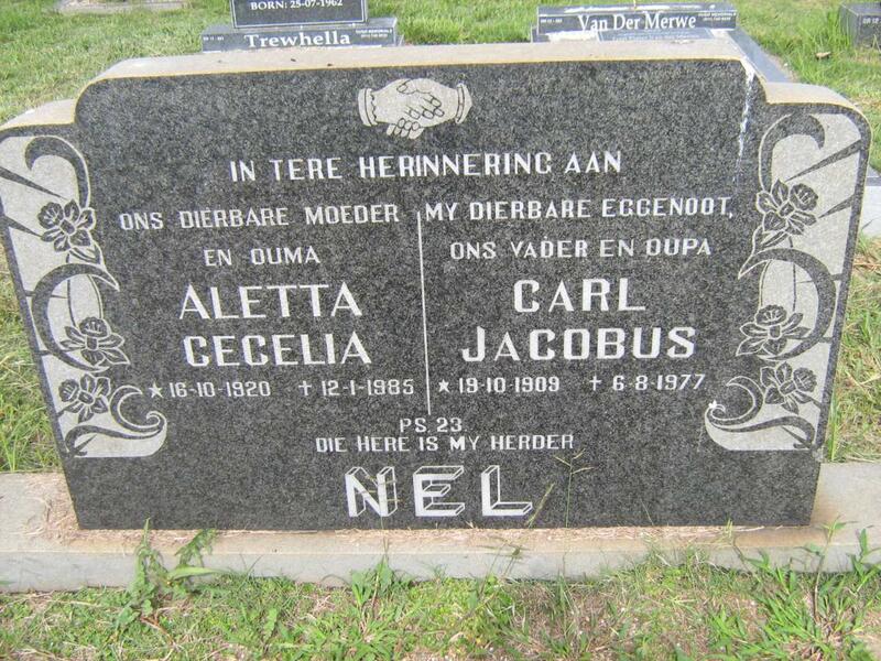 NEL Carl Jacobus 1909-1977 & Aletta Cecelia 1920-1985