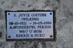 COETZEE S. Joyce nee WILKINS 1921-1999