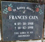 CAIN Frances 1908-1998