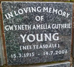 YOUNG Gwyneth Amelia Guthrie nee TEASDALE 1915-2006