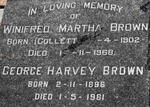 BROWN George Harvey 1896-1981 & Winifred Martha COLLETT 1902-1968