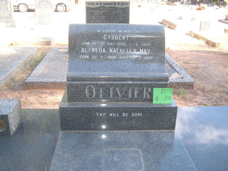 OLIVIER Gysbert 1907-1956 & Alfreda Kathleen May 1908-1985