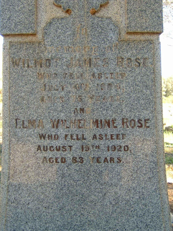 ROSE Wilmot James -1904 & Elma Wilhelmine -1920
