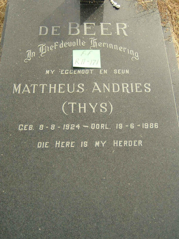 BEER Mattheus Andries, de 1924-1986