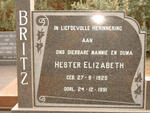 BRITZ Hester Elizabeth 1925-1991