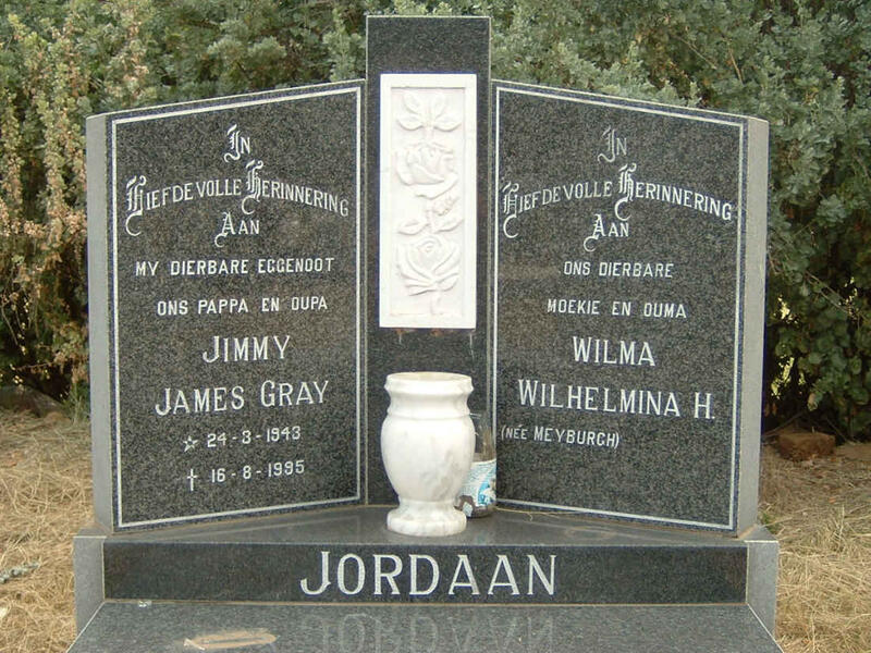 JORDAAN Jimmy James Gray 1943-1995 & Wilma Wilhelmina H. MEYBURGH