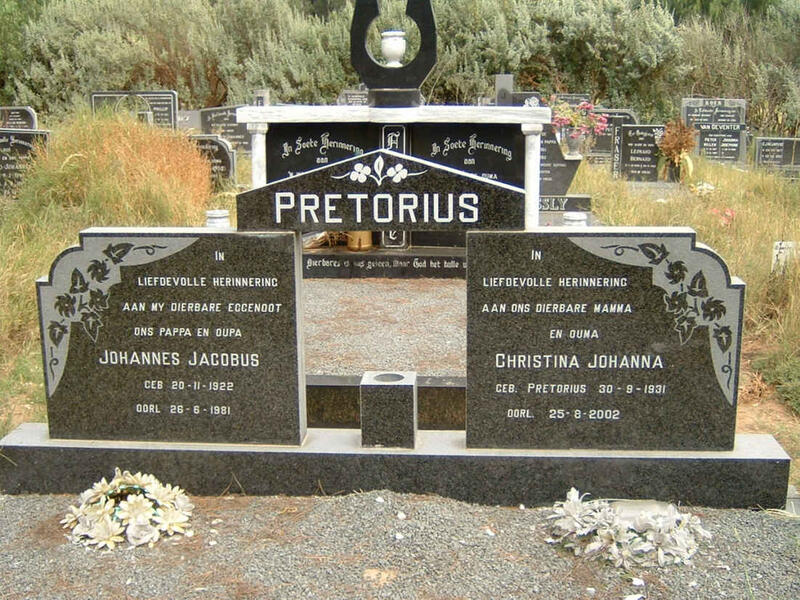 PRETORIUS Johannes Jacobus 1922-1981 & Christina Johanna PRETORIUS 1931-2002