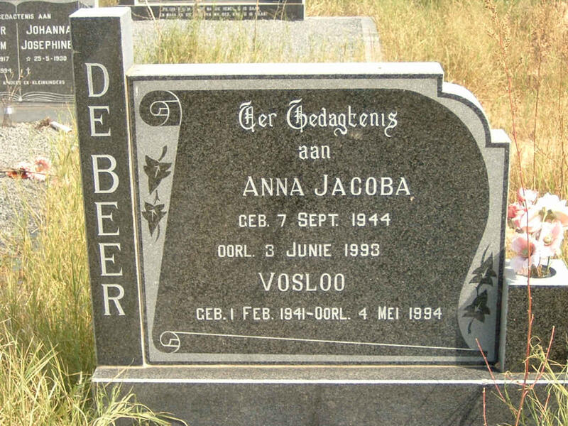 BEER Anna Jacoba, de 1944-1993 :: DE BEER Vosloo 1941-1994