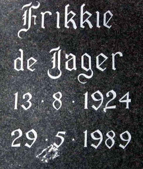 JAGER Frikkie, de 1924-1989
