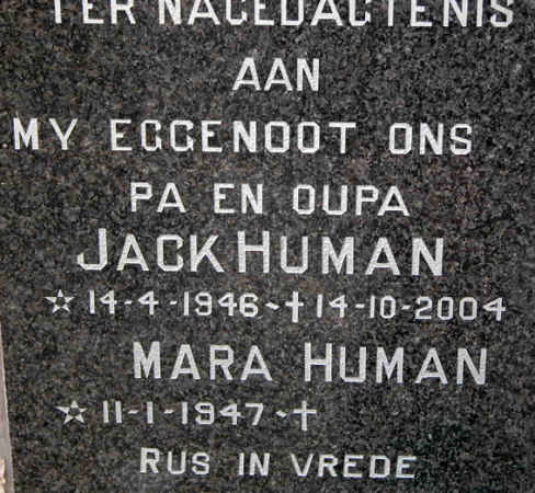 HUMAN Jack 1946-2004 & Mara 1947-