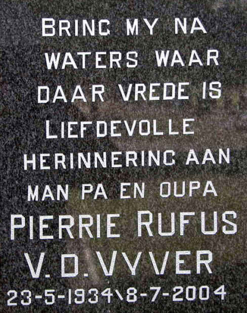 VYVER Pierrie Rufus, v.d. 1934-2004
