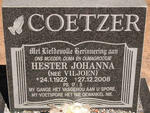 COETZER Hester Johanna nee VILJOEN 1922-2008