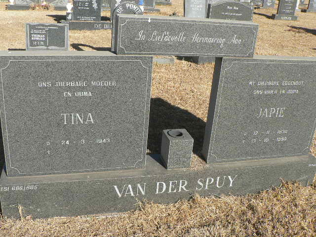 SPUY Japie, van der 1938-1999 & Tina 1943-