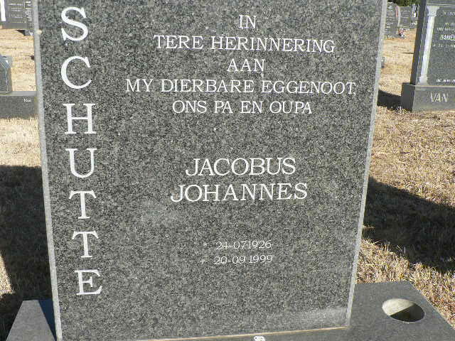 SCHUTTE Jacobus Johannes 1926-1999