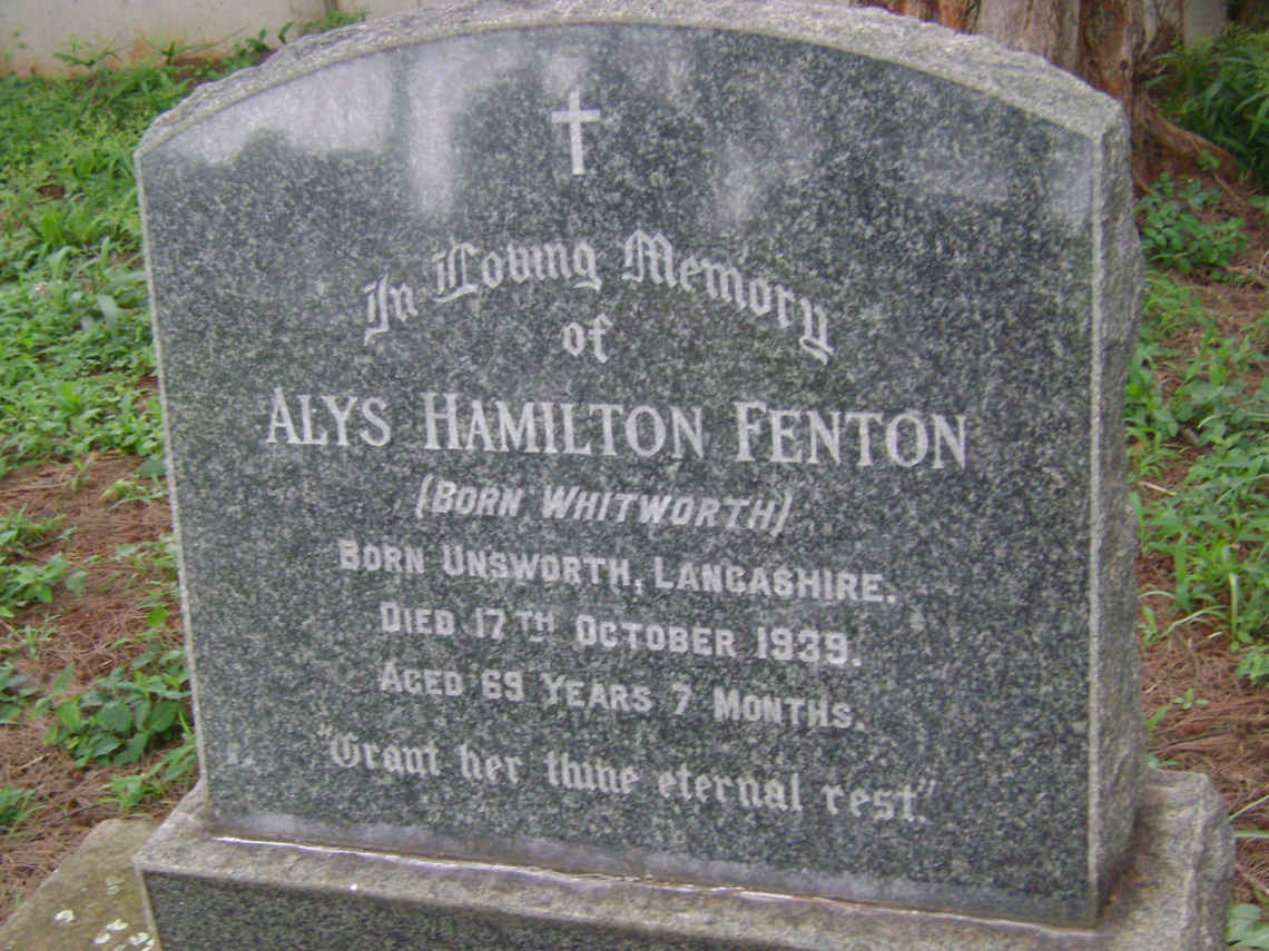 FENTON Alys Hamilton nee WHITWORTH -1939