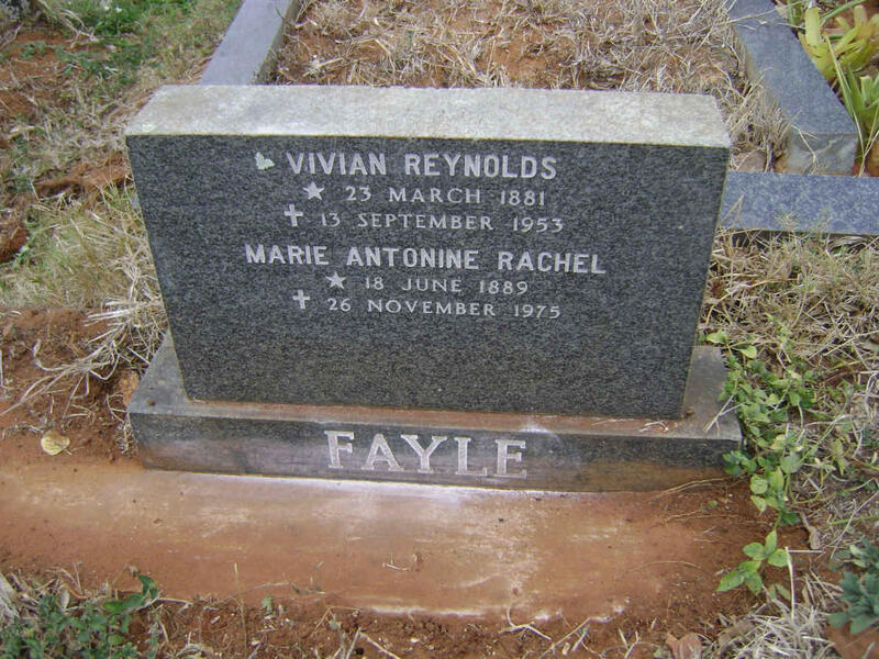 FAYLE Vivian Reynolds 1881-1953 :: FAYLE Marie Antonine Rachel 1889-1975