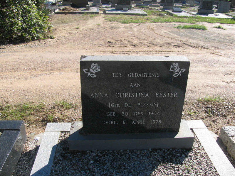 BESTER Anna Christina nee DU PLESSIS 1904-1978