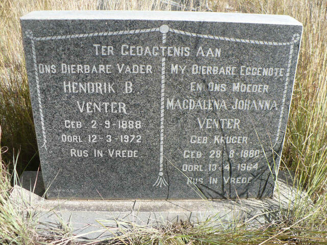 VENTER Hendrik B. 1888-1972 & Magdalena Johanna KRUGER 1880-1964