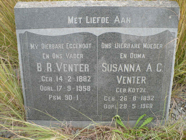 VENTER B.R. 1882-1958 & Susanna A.C. KOTZE 1892-1968