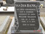 BANK William Haldane, van der 1939-1979