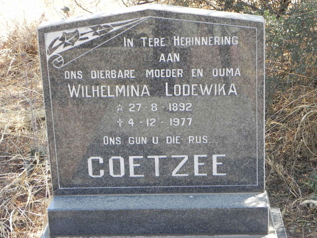 COETZEE Wilhelmina Lodewika 1892-1977