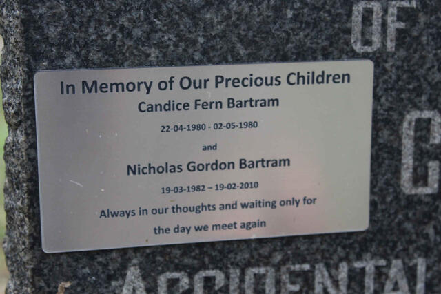 BARTRAM Gordon Ivan -1952 :: BARTRAM Candice Fern 1980-1980 :: BARTRAM Nicholas Gordon 1982-2010