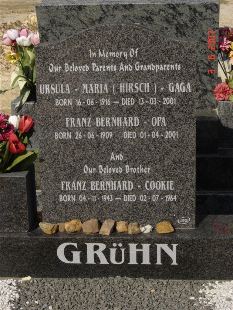 GRÜHN Franz Bernhard 1909-2001 & Ursula Maria HIRSCH 1916-2001 :: GRÜHN Franz Bernhard 1943-1964