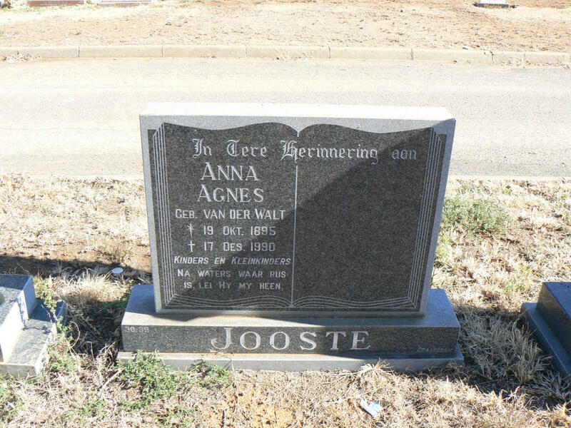 JOOSTE Anna Agnes nee VAN DER WALT 1895-1990
