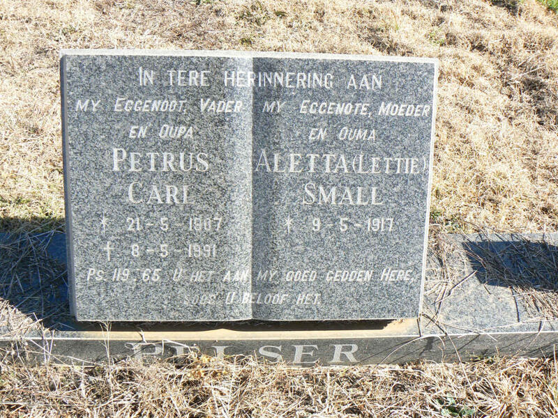 PELSER Petrus Carl 1907-1991 & Aletta SMALL 1917-