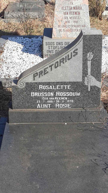 PRETORIUS Rosalette Brusson Rossouw nee VAN REENEN 1881-1970