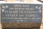 VUUREN Elizabeth Susanna, Jansen van  nee KRUGER 1862-1955